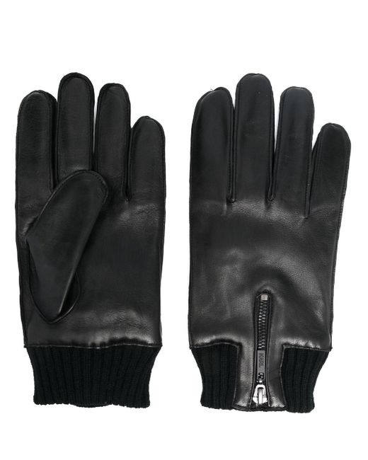 Karl Lagerfeld leather zipped gloves