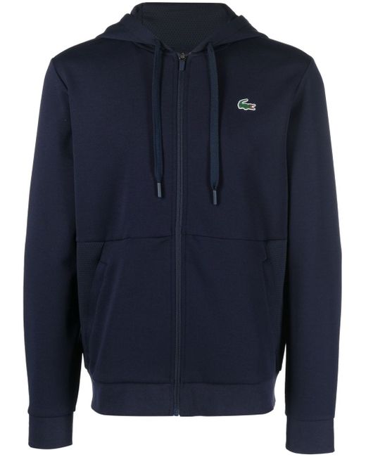 Lacoste logo-patch zipped hoodie