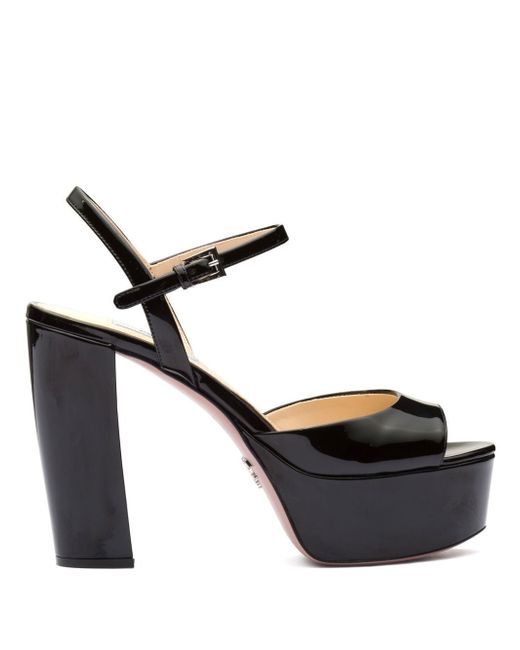 Prada high-heeled patent leather sandals
