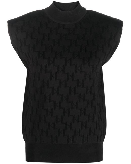 Karl Lagerfeld monogram-jacquard mock-neck top