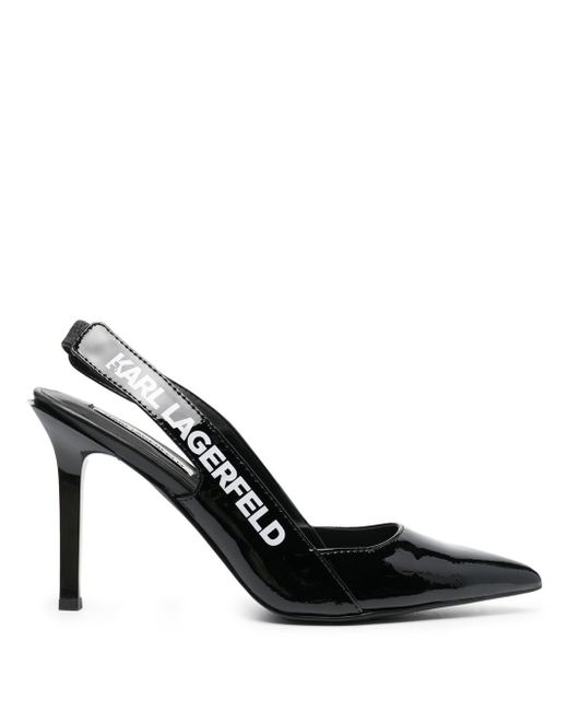 Karl Lagerfeld logo-tape slingback pumps