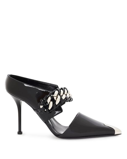 Alexander McQueen pointed-toe patent-leather mules