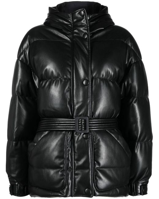 Ienki Ienki faux-leather zip-up padded jacket