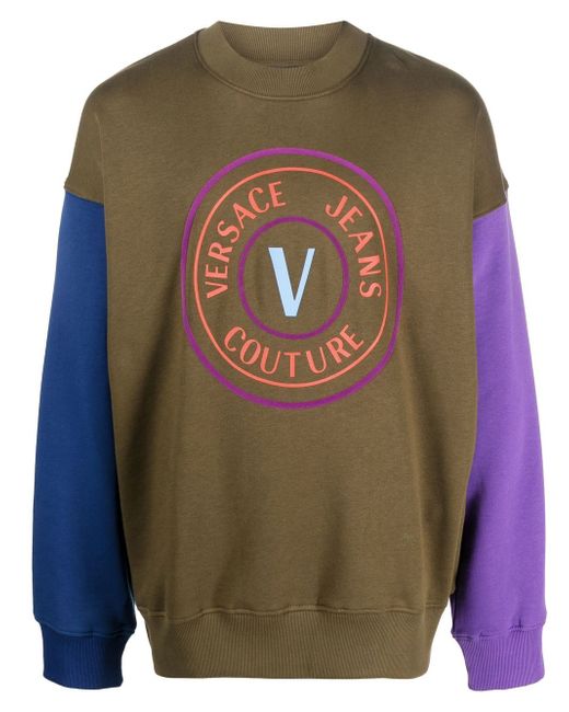 Versace Jeans Couture colour-block crew neck jumper