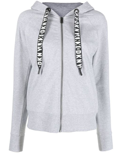 Dkny logo-drawstring zip-up hoodie