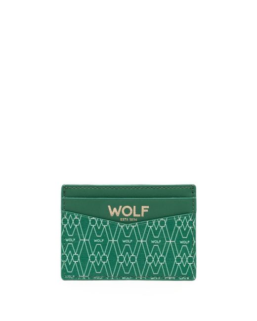 Wolf logo-print leather cardholder