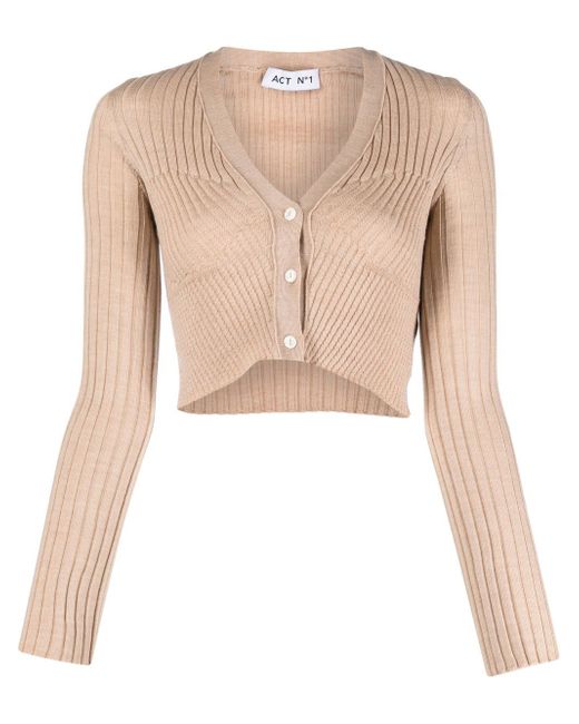 Act N°1 cropped ribbed-knit cardigan