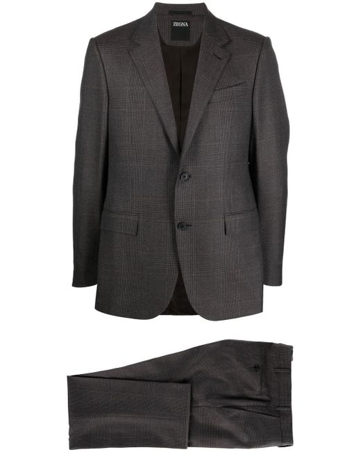 Z Zegna check-print wool suit