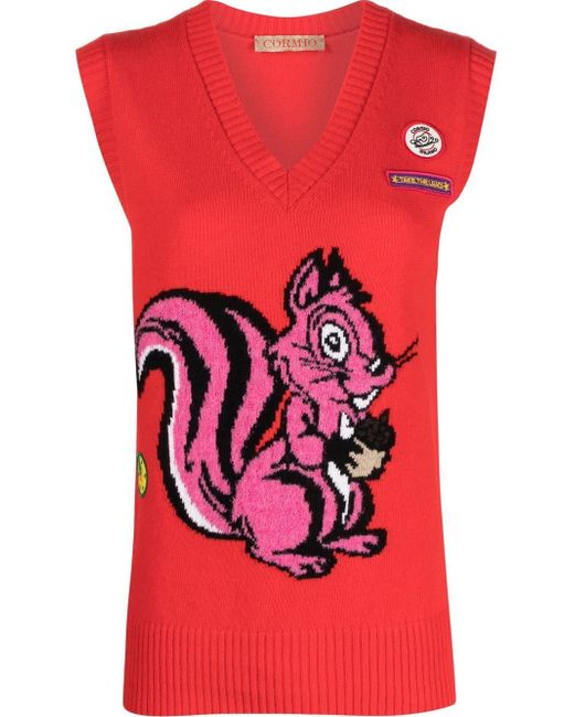 Cormio squirrel-print knit vest