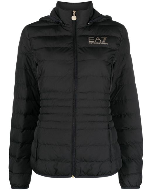 Ea7 logo-print puffer jacket