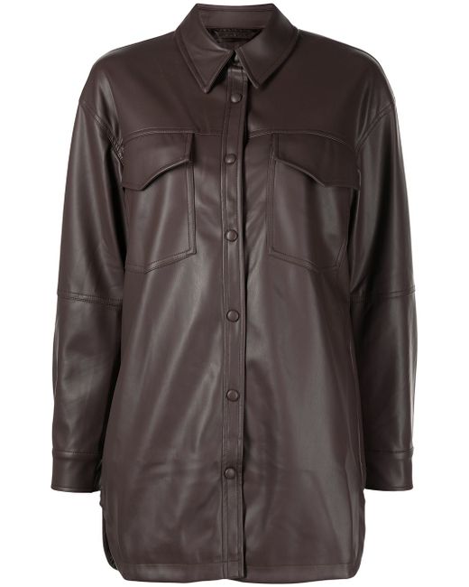 Apparis long-sleeve leather-look shirt