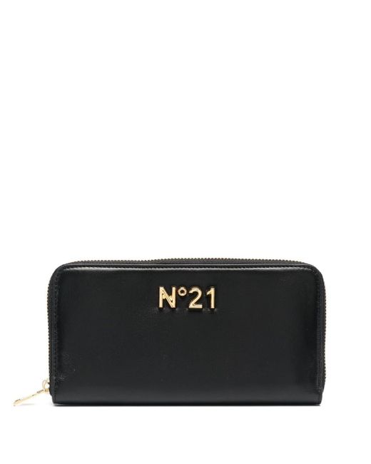 N.21 logo plaque zip wallet