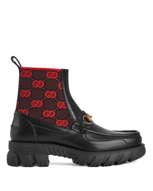 Gucci GG jersey Horsebit ankle boots