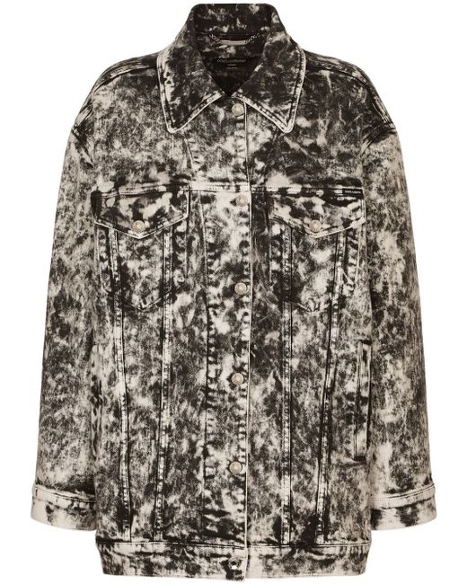 Dolce & Gabbana marbled-print denim jacket