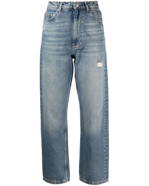 Boss wide-leg faded-effect jeans