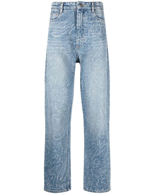 Dom Rebel straight-leg graphic-pint jeans