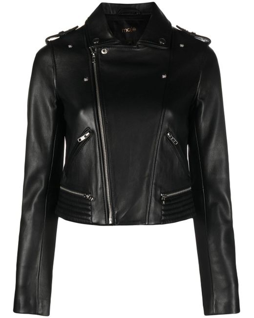 Maje fitted leather biker jacket