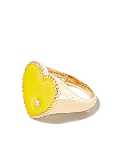 Yvonne Léon 9kt yellow enamel and diamond signet ring
