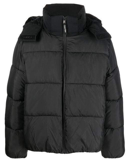 Calvin Klein panelled quilted hooded puffer jacket