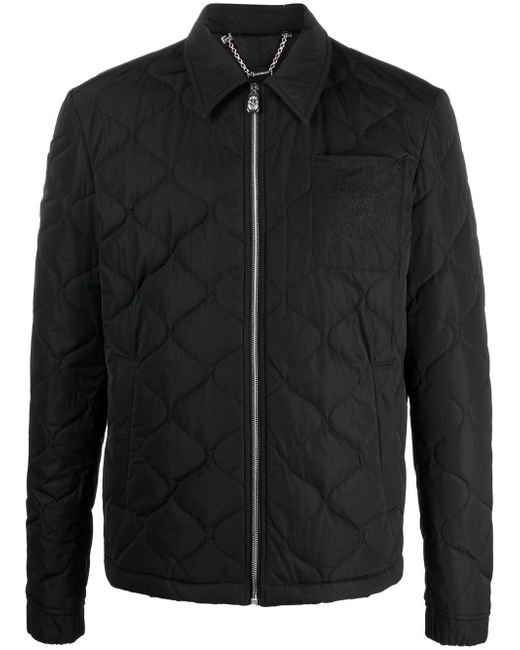 Billionaire embroidered zip-up quilted jacket