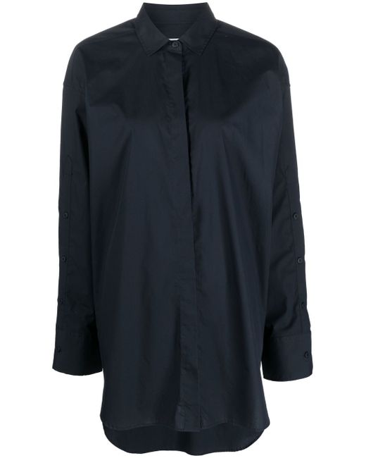 Closed long-line button-up shirt