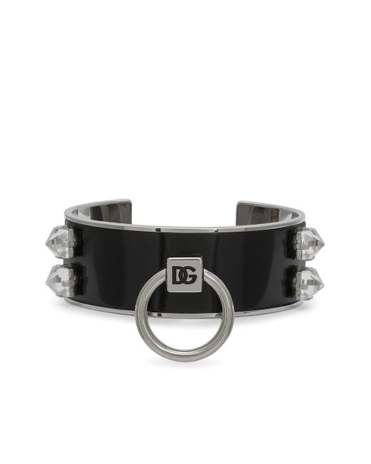 Dolce & Gabbana crystal-embellished logo cuff bracelet