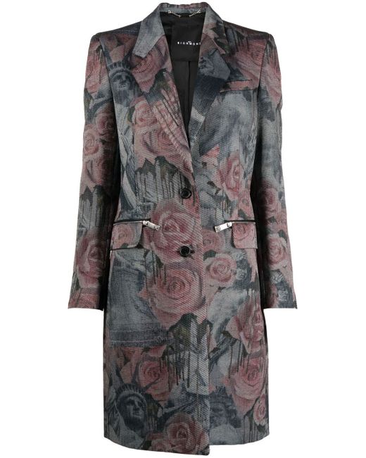 John Richmond floral-print single-breasted coat