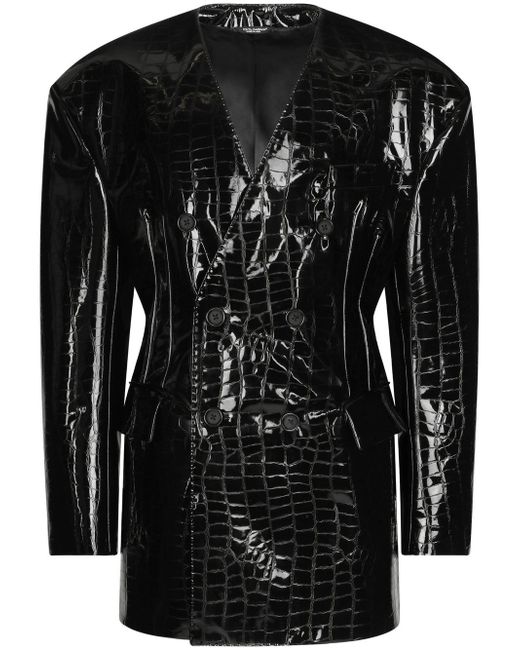 Dolce & Gabbana faux-leather crocodile-embossed jacket
