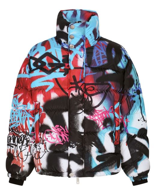 Dolce & Gabbana oversized graffiti-print puffer jacket