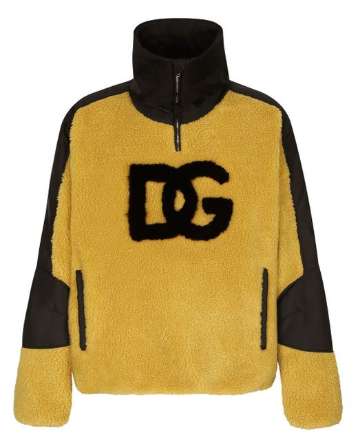 Dolce & Gabbana faux-shearling logo pullover sweatshirt