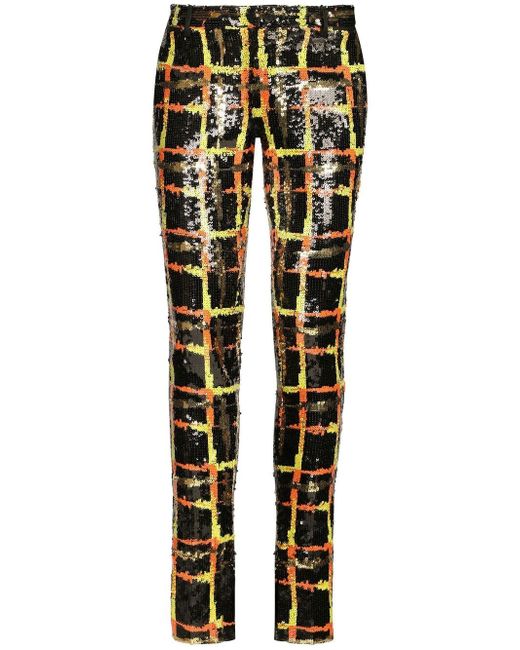Dolce & Gabbana sequinned check-print trousers