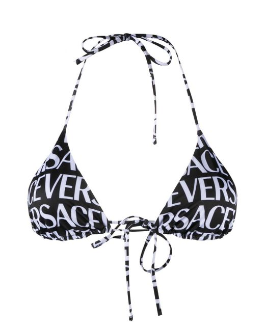 Versace logo-print triangle bikini top