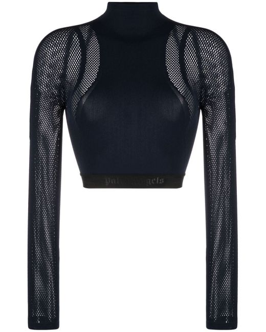 Palm Angels mesh-panel cropped top
