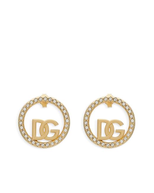 Dolce & Gabbana crystal-embellished logo-detail drop earrings