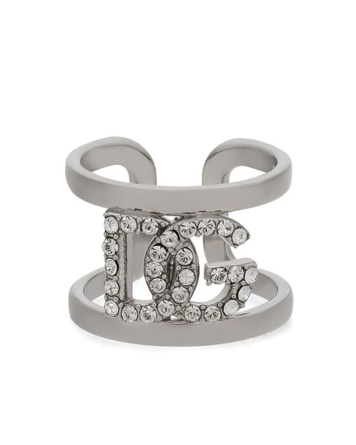 Dolce & Gabbana rhinestone-embellished logo ring