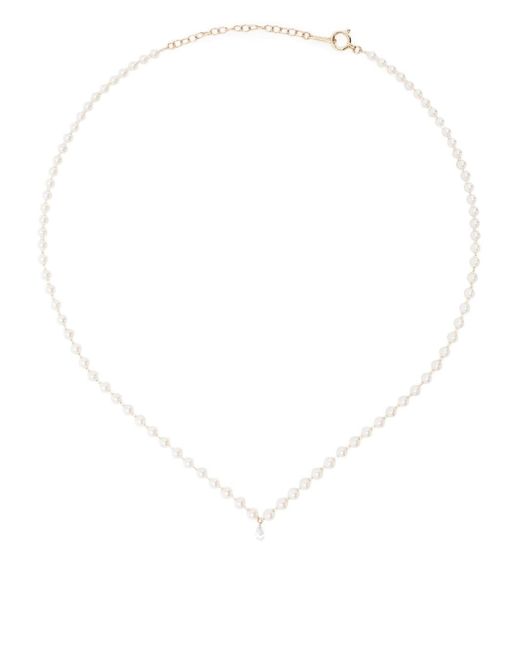 Mizuki 14kt yellow Akoya pearl diamond necklace