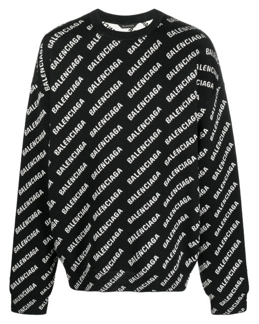 Balenciaga all-over intarsia-knit logo jumper