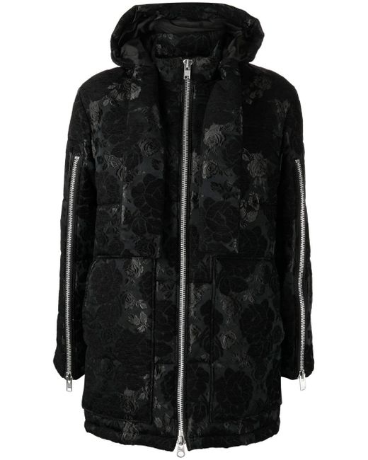 Comme des Garçons TAO Floral-Pattern hooded puffer jacket