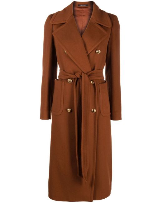 Tagliatore double-breasted belted coat