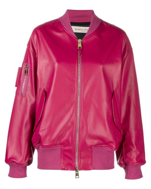 Blanca Vita faux-leather bomber-jacket