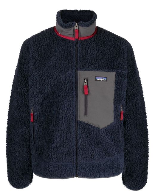 Patagonia logo-patch zip-up fleece jacket
