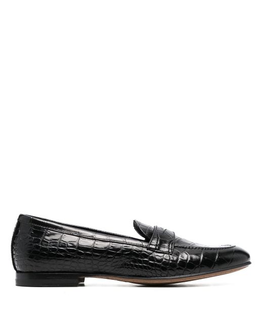 Scarosso crocodile-effect leather loafers