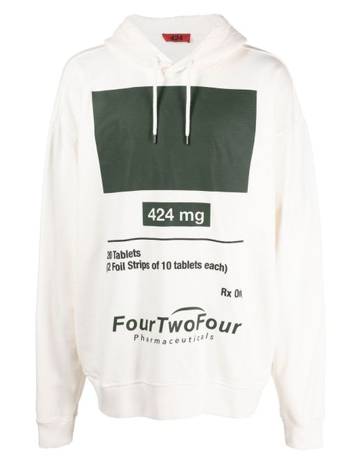 424 graphic-print cotton hoodie