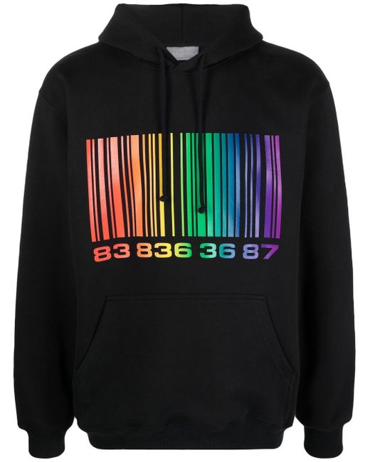 Vtmnts barcode-print pullover hoodie