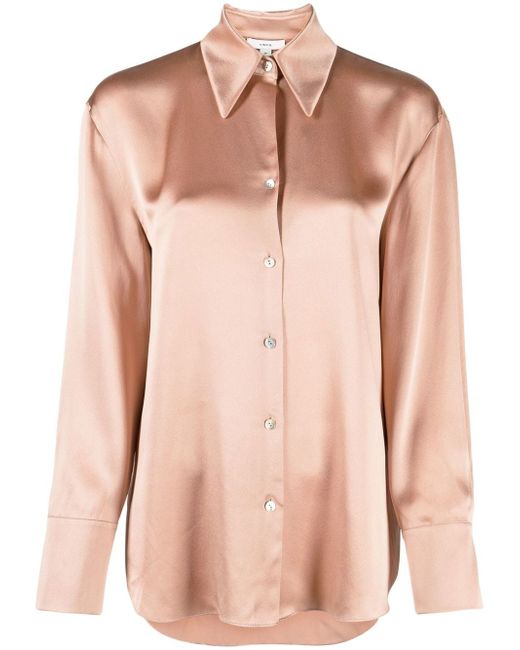 Vince pointed-collar button-front silk shirt