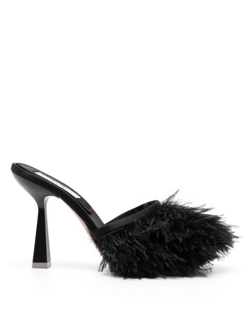 Sebastian Milano feather-trim heeled mules