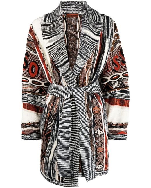 Missoni mixed pattern belted cardi-coat