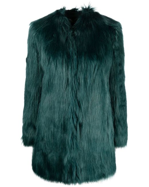 Patrizia Pepe collarless fitted faux-fur coat