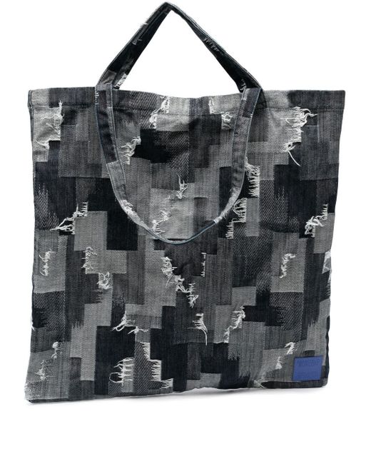 Marcelo Burlon County Of Milan denim patchwork distressed tote bag