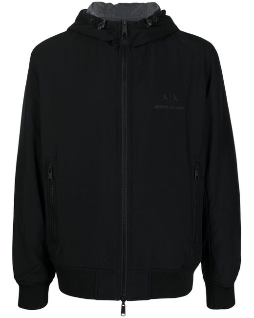 Armani Exchange logo-print reversible hooded jacket